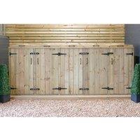 The Garden Village 3 Wheelie Bin / 4 Recycle Box Store, Brown