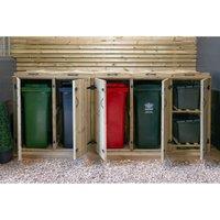 The Garden Village 4 Wheelie Bin / 2 Recycle Box Store, Brown