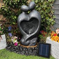 Tranquility Heart Couple Contemporary Solar Water Feature, Multi