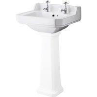 Hudson Reed 500mm Basin (2 Tap Hole) - White, White
