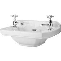 Hudson Reed 515mm Cloakroom Basin (2 Tap Hole) - White, White