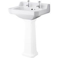 Hudson Reed 560mm Basin (2 Tap Hole) - White, White