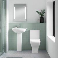 Nuie Ava 545mm Basin & Pedestal - White, White
