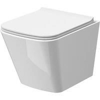 Nuie Ava Wall Hung Square Pan & Soft Close Seat - White, White