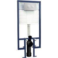 Hudson Reed Wall Hung Cistern & Round Dual Flush Push Button - Chrome