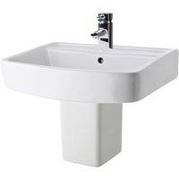 Nuie Bliss 520mm Basin & Semi Pedestal - White, White