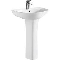 Nuie Freya 560mm Basin & Pedestal - White, White