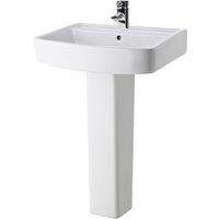 Nuie Bliss 600mm Basin & Pedestal - White, White
