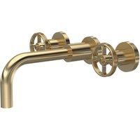 Hudson Reed Revolution Wall Mounted Basin Mixer - Brushed Brass