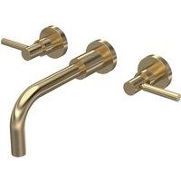 Hudson Reed Tec Lever Wall Mounted Basin Mixer - Brushed Brass