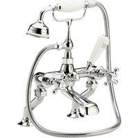 Hudson Reed White Topaz With Crosshead Deck Mounted Bath Shower Mixer - Chrome White