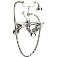 Hudson Reed White Topaz With Crosshead Wall Mounted Bath Shower Mixer - Chrome White