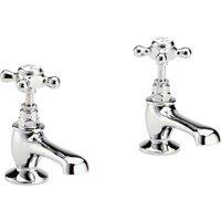 Hudson Reed White Topaz With Crosshead Basin Taps - Chrome White