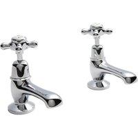Hudson Reed White Topaz With Crosshead & Domed Collar Basin Taps - Chrome White