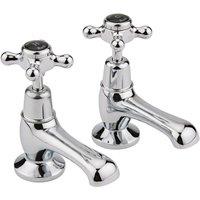 Hudson Reed Black Topaz With Crosshead & Domed Collar Basin Taps - Chrome Black