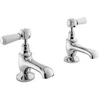 Hudson Reed White Topaz With Lever Basin Taps - Chrome White