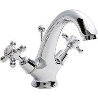 Hudson Reed White Topaz With Crosshead & Domed Collar Mono Basin Mixer - Chrome White