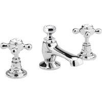 Hudson Reed White Topaz With Crosshead 3 Tap Hole Basin Mixer - Chrome White