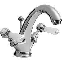 Hudson Reed White Topaz With Lever Mono Basin Mixer - Chrome White