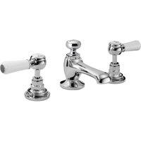 Hudson Reed White Topaz w/ Lever 3 Tap Hole Basin Mixer