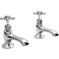 Hudson Reed White Topaz With Crosshead & Domed Collar Bath Taps - Chrome White