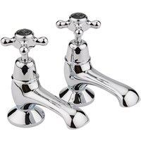 Hudson Reed Black Topaz With Crosshead & Domed Collar Bath Taps - Chrome Black