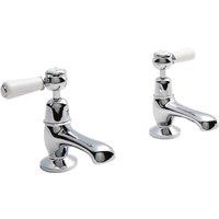 Hudson Reed White Topaz With Lever & Domed Collar Basin Taps - Chrome White