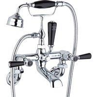 Hudson Reed Black Topaz With Lever & Domed Collar Wall Mounted Bath Shower Mixer - Chrome Black