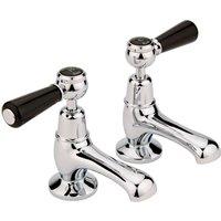 Hudson Reed Black Topaz With Lever & Domed Collar Basin Taps - Chrome Black
