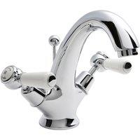 Hudson Reed White Topaz With Lever & Domed Collar Mono Basin Mixer - Chrome White