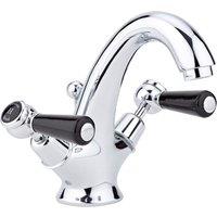 Hudson Reed Black Topaz With Lever & Domed Collar Mono Basin Mixer - Chrome Black