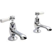 Hudson Reed White Topaz With Lever & Domed Collar Bath Taps - Chrome White