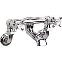 Hudson Reed White Topaz With Crosshead & Domed Collar Wall Mounted Bath Filler - Chrome