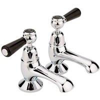 Hudson Reed Black Topaz With Lever & Domed Collar Bath Taps - Chrome Black