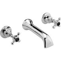 Hudson Reed Black Topaz With Crosshead 3 Tap Hole Wall Mounted Basin Mixer - Chrome