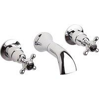 Hudson Reed Black Topaz With Crosshead & Domed Collar 3 Tap Hole Wall Mounted Basin Mixer - Chrome
