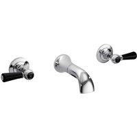 Hudson Reed Black Topaz With Lever & Domed Collar 3 Tap Hole Wall Mounted Basin Mixer - Chrome