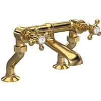 Hudson Reed Brass Topaz With Crosshead Deck Mounted Bath Filler - Brushed Brass