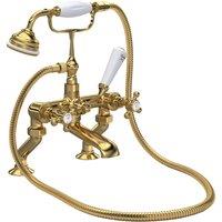 Hudson Reed Brass Topaz With Crosshead Deck Mounted Bath Shower Mixer - Brushed Brass