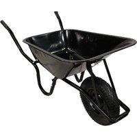 Samuel Alexander 90 Litre 150kg Capacity Pneumatic Metal Wheelbarrow in Black, Black
