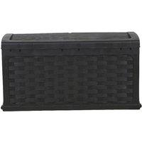 Samuel Alexander 335 Litre Rattan Style Garden Cushion Storage Box with Sit on Lid Black, Black