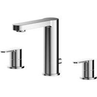 Nuie Arvan Deck Mounted 3 Tap Hole Basin Mixer With Pop Up Waste - Chrome