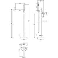 Nuie Arvan Freestanding Bath Shower Mixer - Brushed Gun Metal