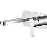 Nuie Arvan Wall Mounted 2 Tap Hole Basin Mixer With Plate - Chrome