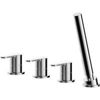 Nuie Arvan Deck Mounted 4 Tap Hole Bath Shower Mixer No Spout - Chrome