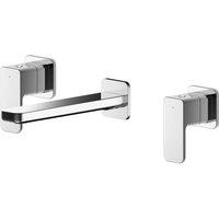 Nuie Windon Wall Mounted 3 Tap Hole Basin Mixer - Chrome
