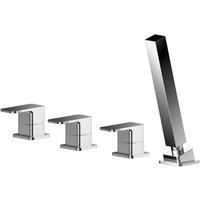 Nuie Windon Deck Mounted 4 Tap Hole Bath Shower Mixer No Spout - Chrome