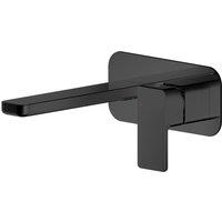 Nuie Windon Wall Mounted 2 Tap Hole Basin Mixer With Plate - Matt Black