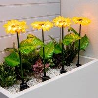 Streetwize Pack Of 4 Solar Powered Sunflower Stake Light, Multi