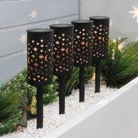 Streetwize Pack Of 4 Solar Stake Light Moon & Stars, Black